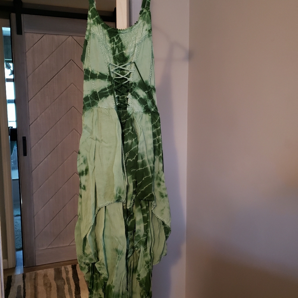 Green corset layered dress